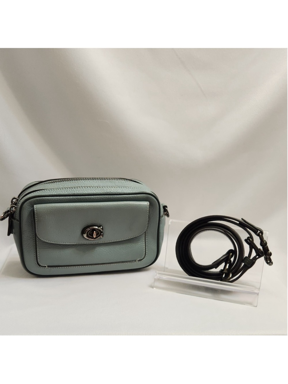 Coach Willow Sage Blue Leather Camera Bag